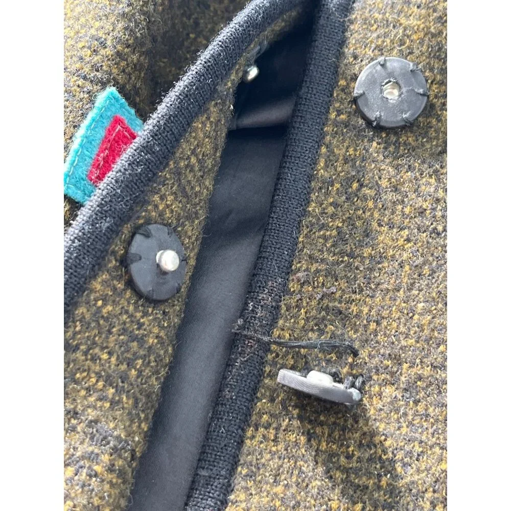 Snap Front Wool Jacket Womens Size Large Colorful Square Cozy Lagenlook Artsy - Picture 3 of 6